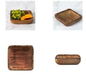 Artisan Wood Bark Square Bowl 6Lx6Wx1.5H