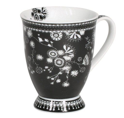 Large Mug - Flower Black Set of 6 (Black Birdy)