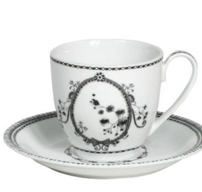 Cup & Saucer Set of 6 (Black Birdy)