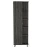 DEPOT E-SHOP Venus Linen Single Door Cabinet, Five External Shelves, Four Interior Shelves, Smokey Oak