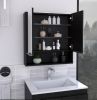 DEPOT E-SHOP Tatacoa Mirror Medicine Cabinet, One Open Shelf, Three Interior Shelves, Black
