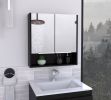 DEPOT E-SHOP Tatacoa Mirror Medicine Cabinet, One Open Shelf, Three Interior Shelves, Black
