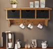 Rustic Wooden Wall Shelf With 3 Drawers And Hooks
