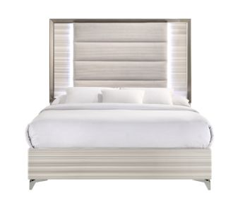 Zambrano White Queen Bed With Led
