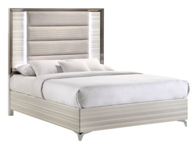 Zambrano White King Bed With Led