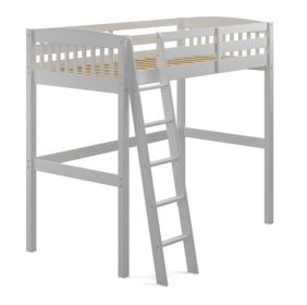 Yes4Wood Everest White High Loft Bed with Storage,Space Saver Twin Size Kids Loft
