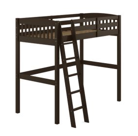 Yes4Wood Everest Cappuccino High Loft Bed with Storage, Space Saver Twin Size