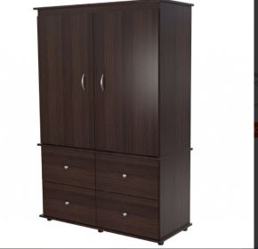 Espresso Melamine Mirrored Four Drawer Combo Dresser