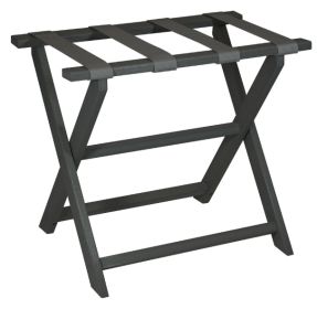 Earth Friendly Dark Gray Folding Luggage Rack With Gray Straps