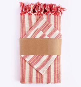 Boho Sunset Color Striped Tablecloth Set