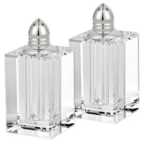 Handcrafted Optical Crystal And Silver Large Size Salt And Pepper Shakers