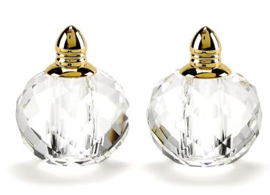 Handcrafted Optical Crystal And Gold Rounded Salt And Pepper Shakers