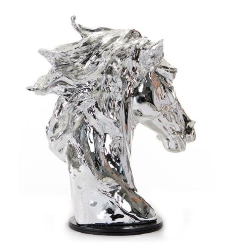 Modern Silver Horse Head Sculpture