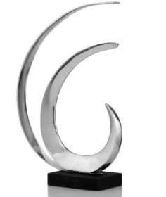 18" Black and Silver Buffed Aluminum Tabletop Sculpture