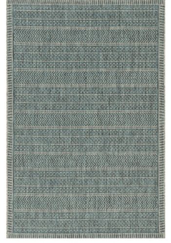 3' X 5' Teal Blue Geometric Indoor Outdoor Area Rug