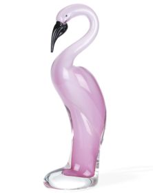 15" Pink Murano Glass Flamingo Figurine Tabletop Sculpture