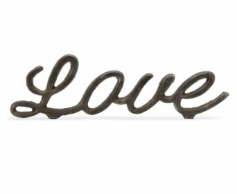 3" Black Cast Iron Love Hand Painted Tabletop Sculpture