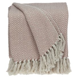 Pink Woven Cotton Solid Color Reversable Throw