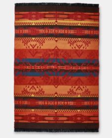 Red Orange Woven Acrylic Reversable Throw