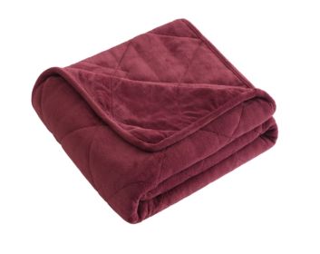 60" X 80" Red Velvet Quilted Plush 18 Pound Weighted Throw Blanket