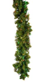 LED 9' Sierra Garland with Concave Lights (Option: Red/Green)