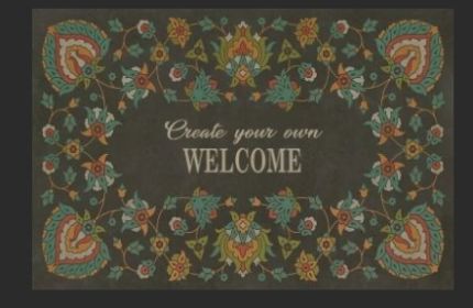 Arabic Floral Customized  Transactions with Beauty (Option: Aged Black,Blue, size: 14x20)